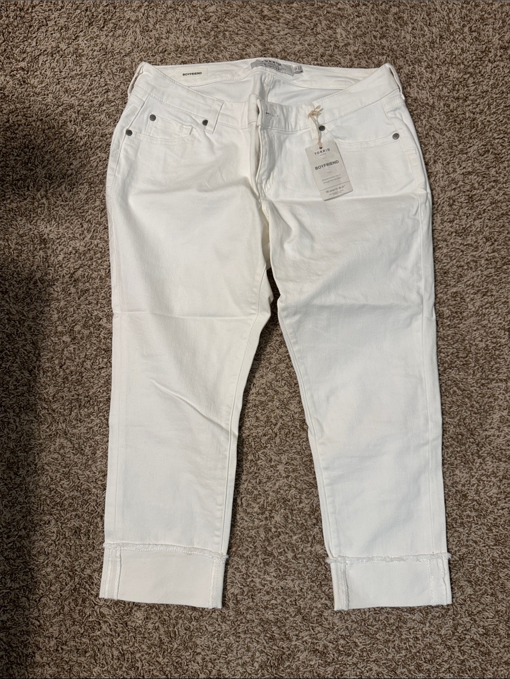White Cropped Women’s Jeans - Boyfriend Fit